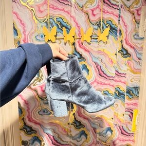 Velvet grey blue Ankle Boots